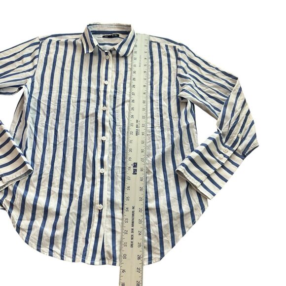 J Crew Shirt WMNS 2 Blue Striped Button Down Garçon Cotton Voile Nautical Preppy - Picture 3 of 14